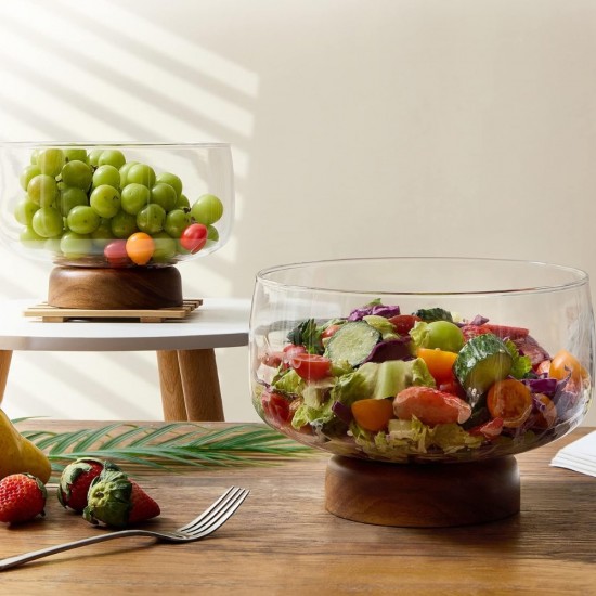 Wooden & Glass Serving Platter 22cm 
